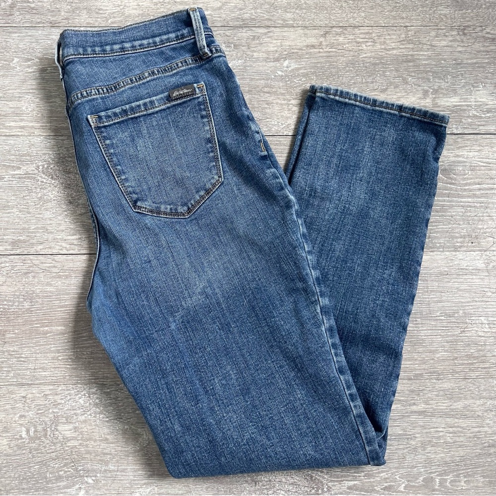 Eddie Bauer Womens Size 10 High Rise Curvy Slim Straight Blue Jeans Denim